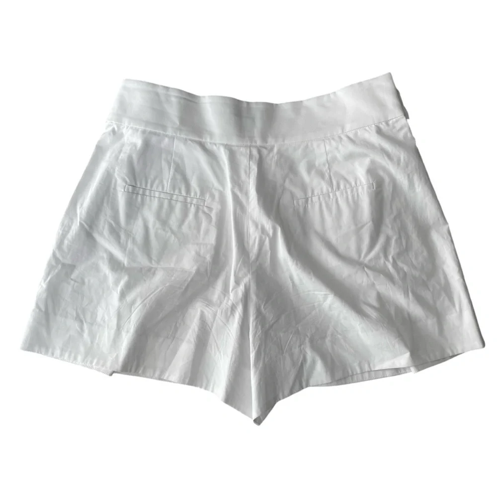 J CREW Cotton High Waisted Tie Waist Shorts Side Zip White 14